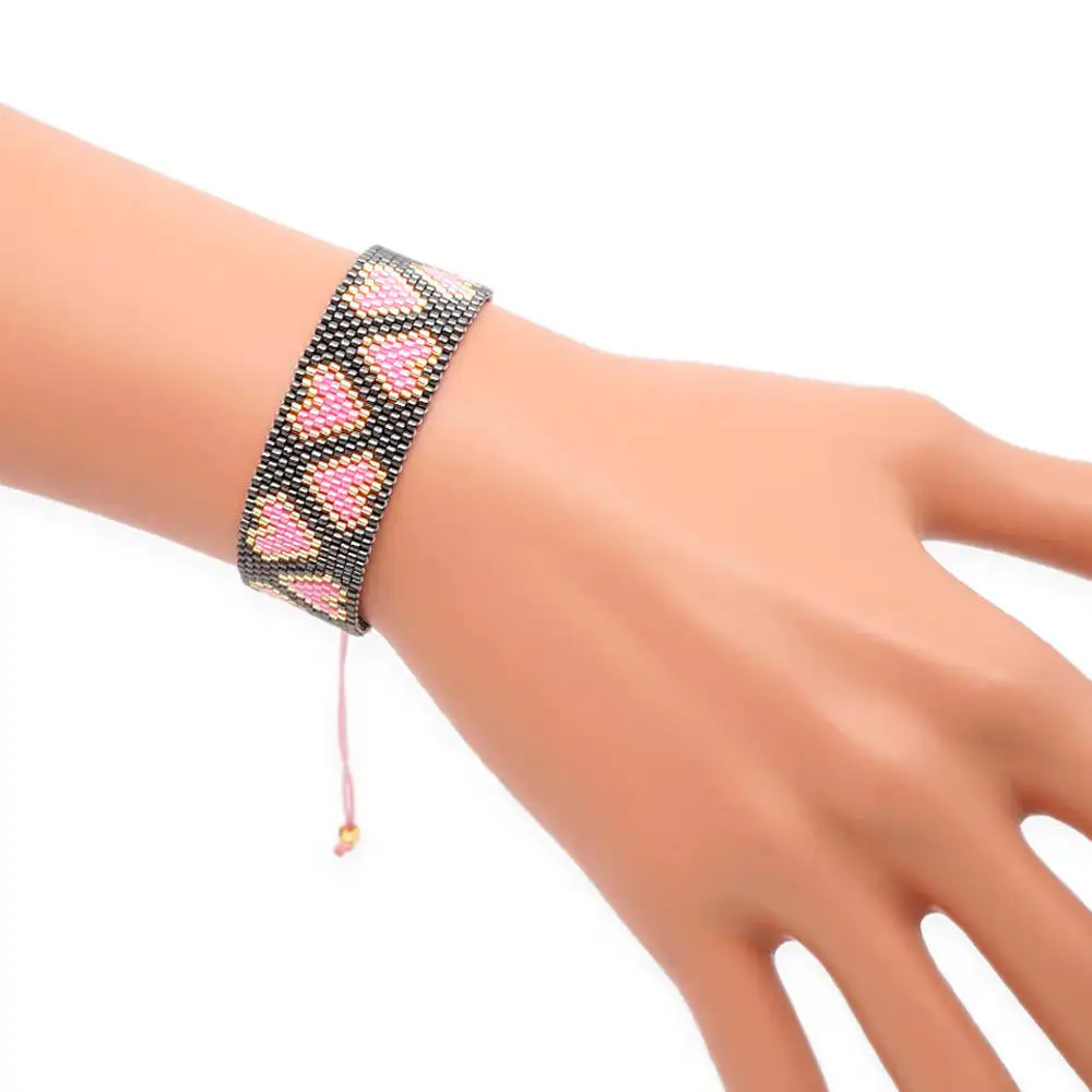 Go2boho MIYUKI браслет evil eye Pulseras Mujer Boho сердце розовое красное украшения с кристаллами кисточка ручной работы Bileklik лето - Окраска металла: MI-B190084A  Jewelry