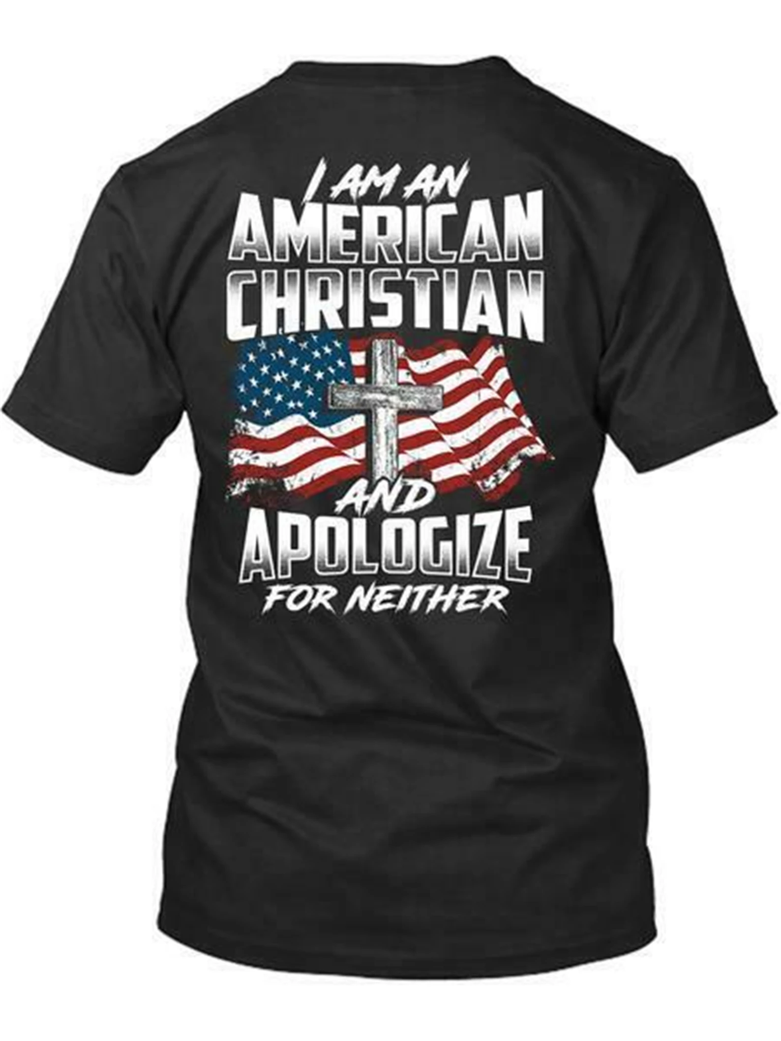 I Am An American Christian And Apologize For Neither New Men's Patriotic High Quality Tops Tee Shirt | Мужская одежда