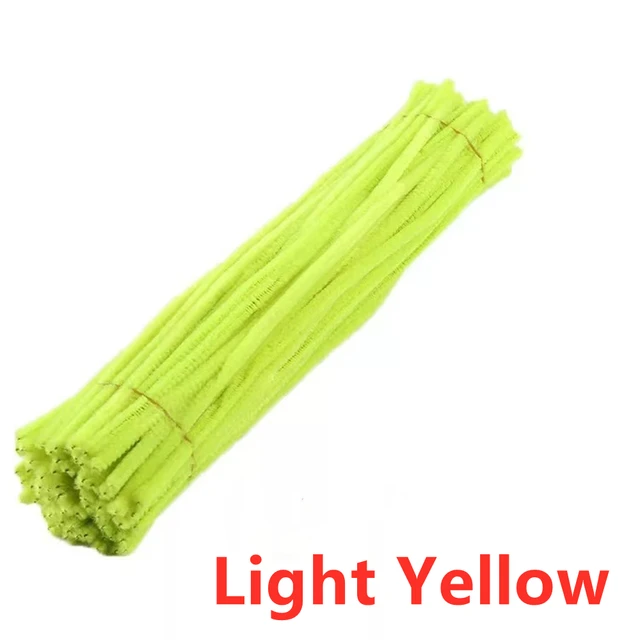 100pcs 30cm Chenille Stems Pipe Cleaners Kids Plush Educational Toy Colorful Pipe Cleaner Toys Handmade DIY Craft Supplies Light Yellow2 100Pcs