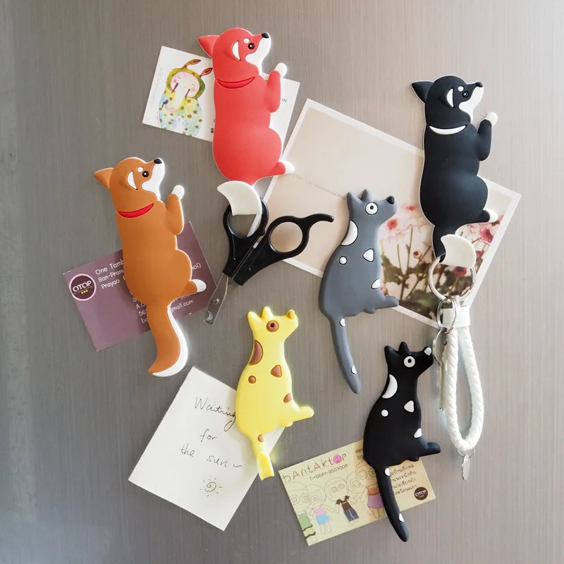 

New Fridge Magnets Cartoon Cue Pet Refrigerator Magnetic Paste Magnetic Message Sticker 3D Animal Magnetic Hook Home Decoration