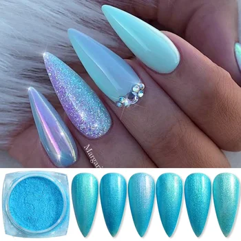 

6 Colorful Nail Glitter Set Mirror Effect Powder Pearl Dust for Nail Art Chrome Gel Polish Pigment Powder DIY Decorations