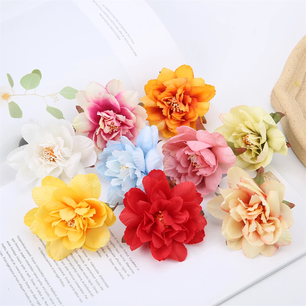 10PcsArtificialFlowersHeads7cmFakeFlowerForHomeDecorWedding