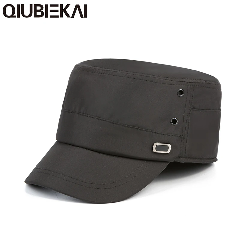 Зимние теплые военные шапки для мужчин плоские утолщенные с ушками папы плоская