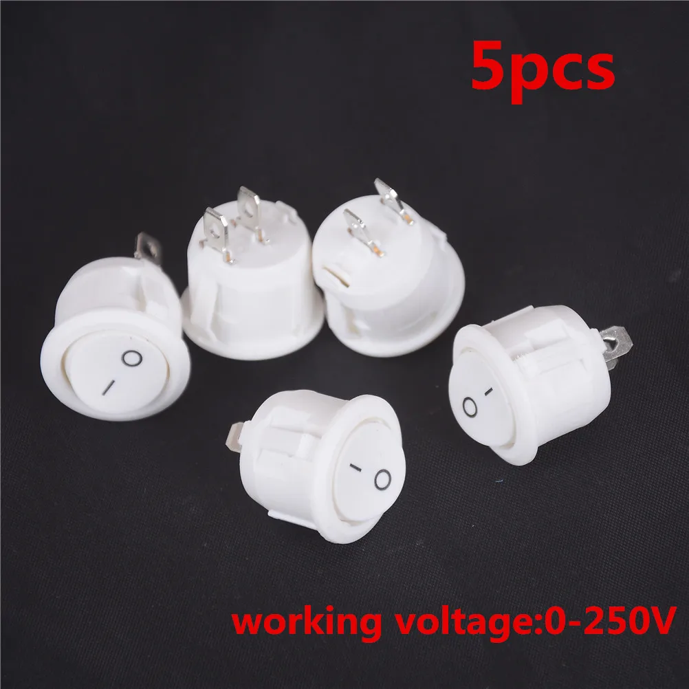 5PCS Small Mini Round Boat Rocker Switches Round White 2 Pin ON-OFF Rocker Switchs 23*27.5mm