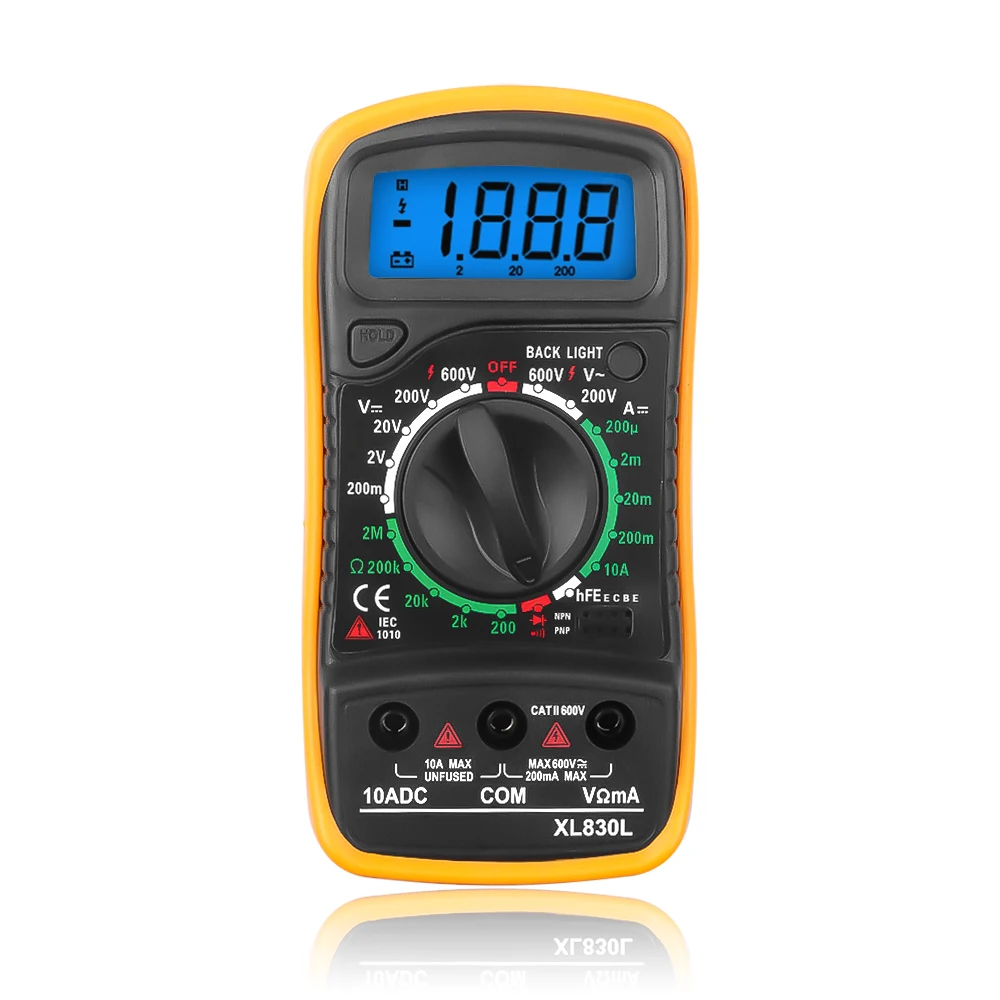Ручной XL830L мультиметр AC/DC тестер напряжения цифровой ЖК-дисплей подсветка Ток Ом