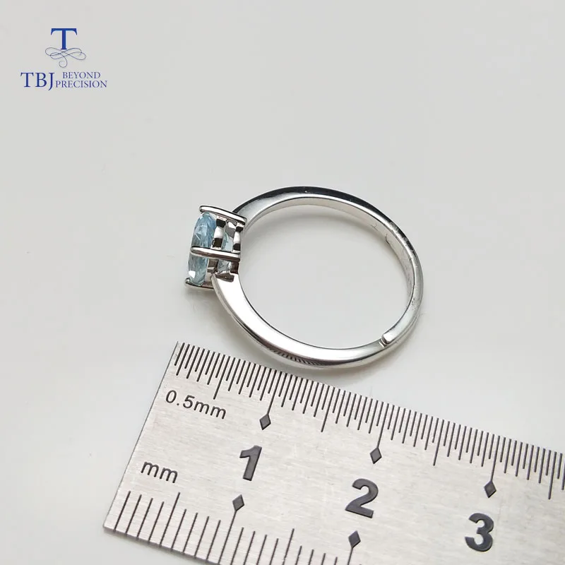 Tbj, милое простое маленькое кольцо с натуральным аквамариновым драгоценным камнем, кольцо из стерлингового серебра 925 пробы, хорошее ювелирное изделие для девушек и женщин в подарок