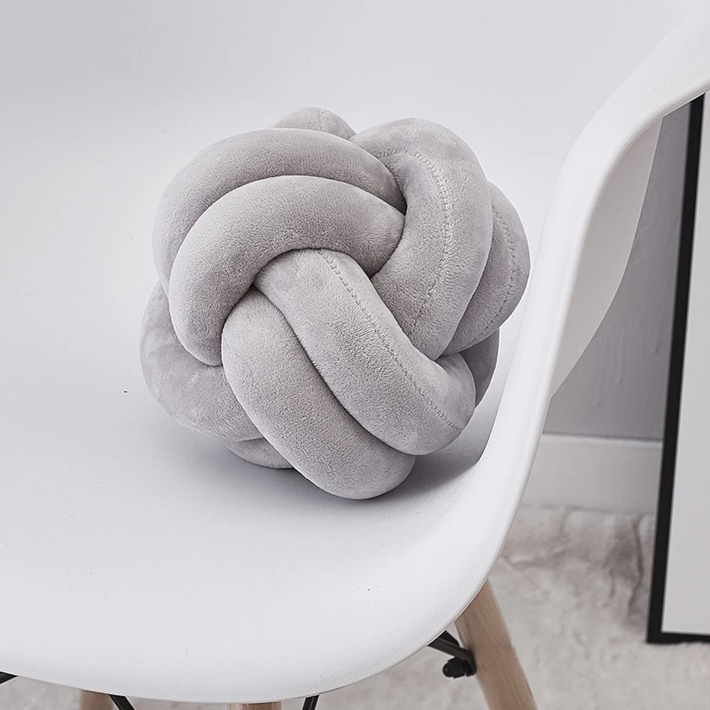 Soft Plush Knot Cushion Sofa Throw Pillow  for Living Room Green