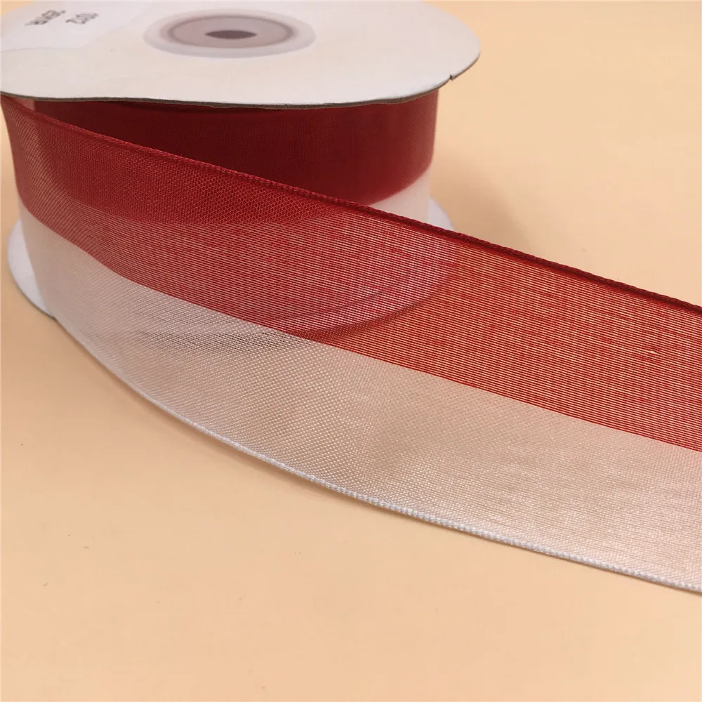 

38MM Wire Edge Ribbon Red White Stripe For Dress Bow Birthday Decoration Chirstmas Gift DIY Wrapping 25Yards N1012