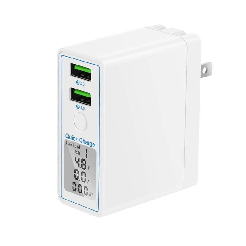 QC3.0 двойной быстрой зарядки USB 7.2A смарт-дисплей экран US Plug зарядное устройство