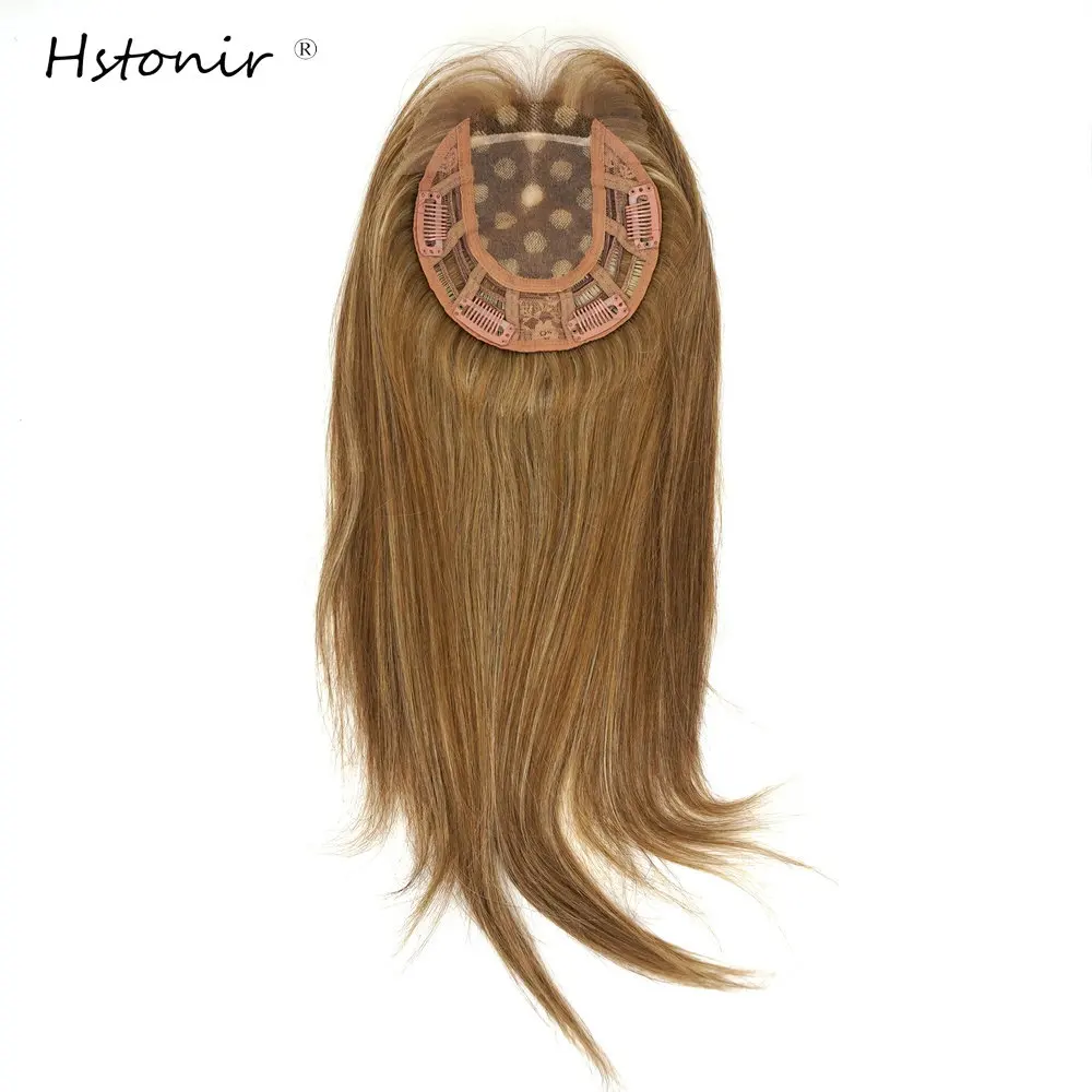 Hstonir Hair Toppers per donna parrucca Mono Clip di Rubio Clip di capelli naturali capelli umani Remy europei top per donna TP34