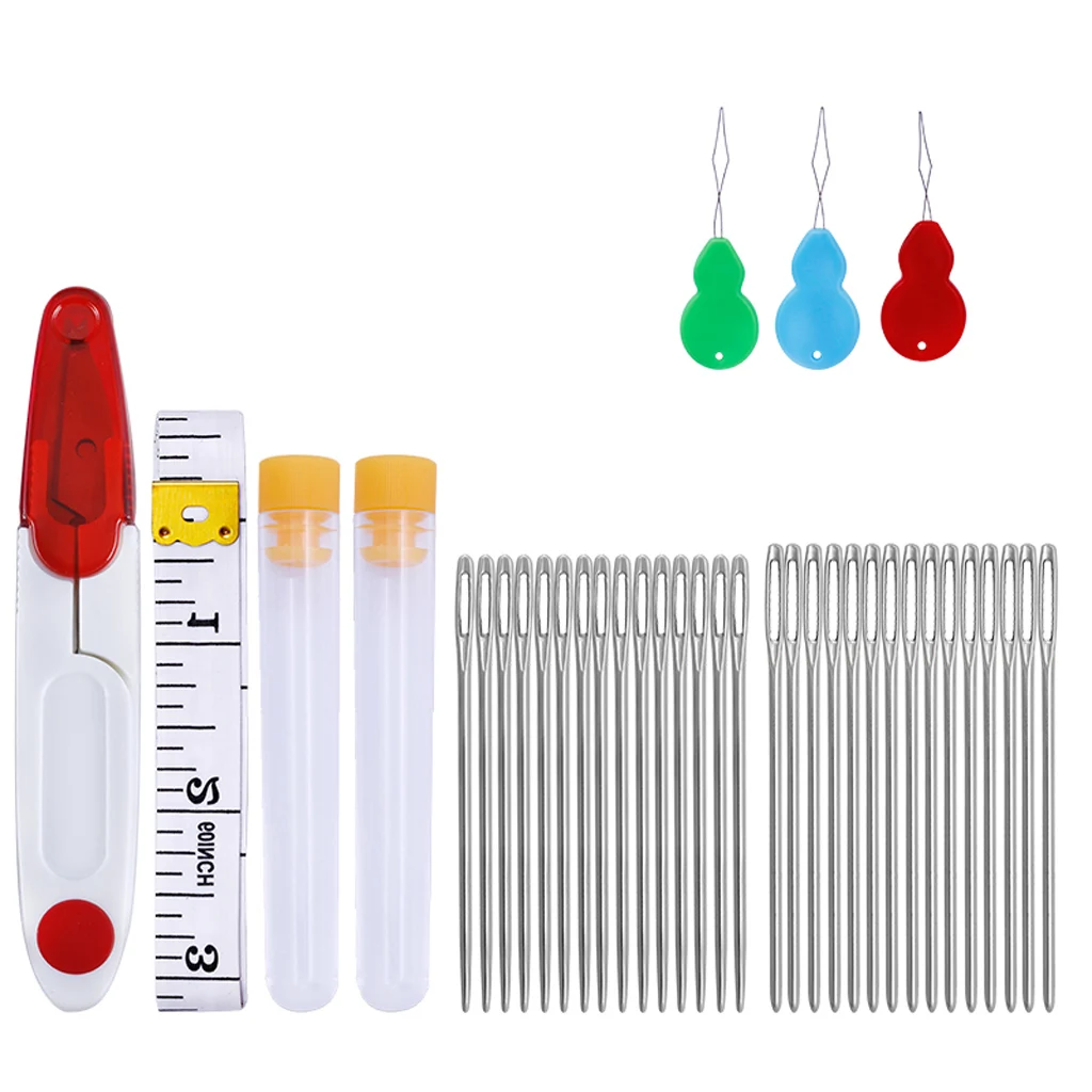

2020 New Stitching Needles Tool Needle Threader Crochet Hooks Ruler Yarn Scissor Bottle Set DIY Craft Sewing Tools Accessories