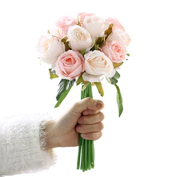 

Wedding Party 2 Pcs Handmade Rose Flowers Bouquet 24 Heads for Home Bridal Decoration DC156