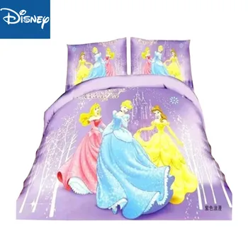 

Disney princess twin bedding set for children bed decor single size quilt covers bedspread 3pc home textile cartoon fitted sheet