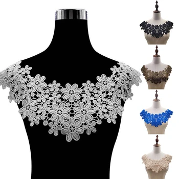

1pc Solid Color Embroidered Lace Neckline Collar DIY Handmade Motif Applique Venise Patches For Fashion Design Sewing