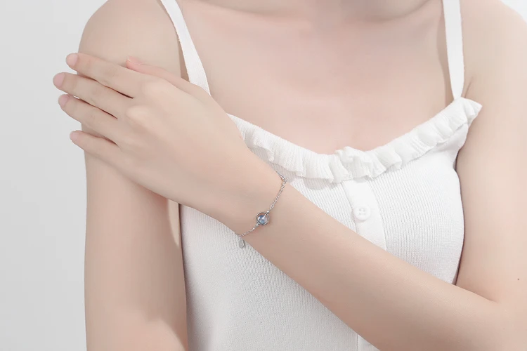 Тонкий 925 пробы Серебряный фантастический браслет с лунным камнем для женщин темперамент Лабрадорит ювелирные изделия S-B269