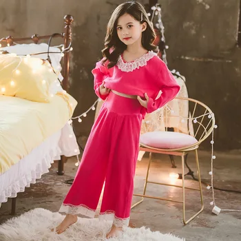 

Baby Girls Spring Autumn Pajamas Set Korean Cute Beauty Home Clothes Princess Yellow Boutique Teenage Girl Christmas Clothes