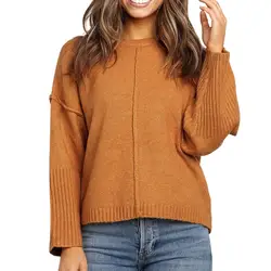 Пуловер плюс размер свитер женский пуловер вязаный однотонный желтый v-образный вырез длинный рукав свитер pull femme sueter mujer invierno 2019