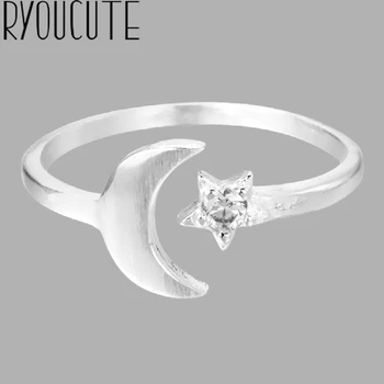 

Luxury Brand 925 Sterling Silver Moon Star Rings for Women Antique Rings Wedding Jewelry Valentines Gifts