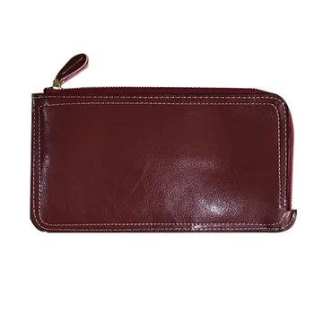 

Cowhide New Style Women's Long Wallet Genuine Leather Zipper Ultra-thin Wallet Simple Wallet Clutch Bag