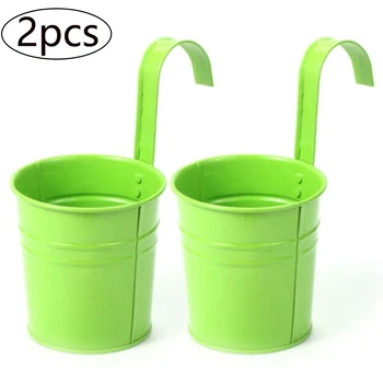 

2PC Metal Iron Flower Pot Hanging Balcony Plant Holder Fence Pots Garden Decor Baskets, Pots & Window Boxes