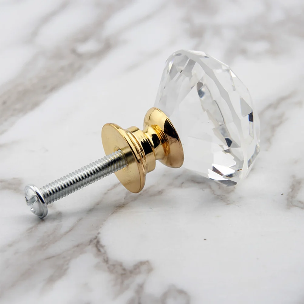 

1pc 20-40mm Crystal Glass Knobs Cupboard Drawer Shape Design Wardrobe Handle Hardware Diamond Pull Kitchen furniture handles