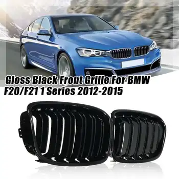 

2pcs Front Bumper Kidney Grille Grills Gloss Black Double Slat for BMW F20 F21 1 Series 2012 2013 2014 2015 Car Racing Grills