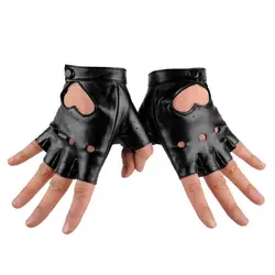 1Pair Women Leather Driving Fingerless Mittens Dance Punk Motorcycle Gloves New