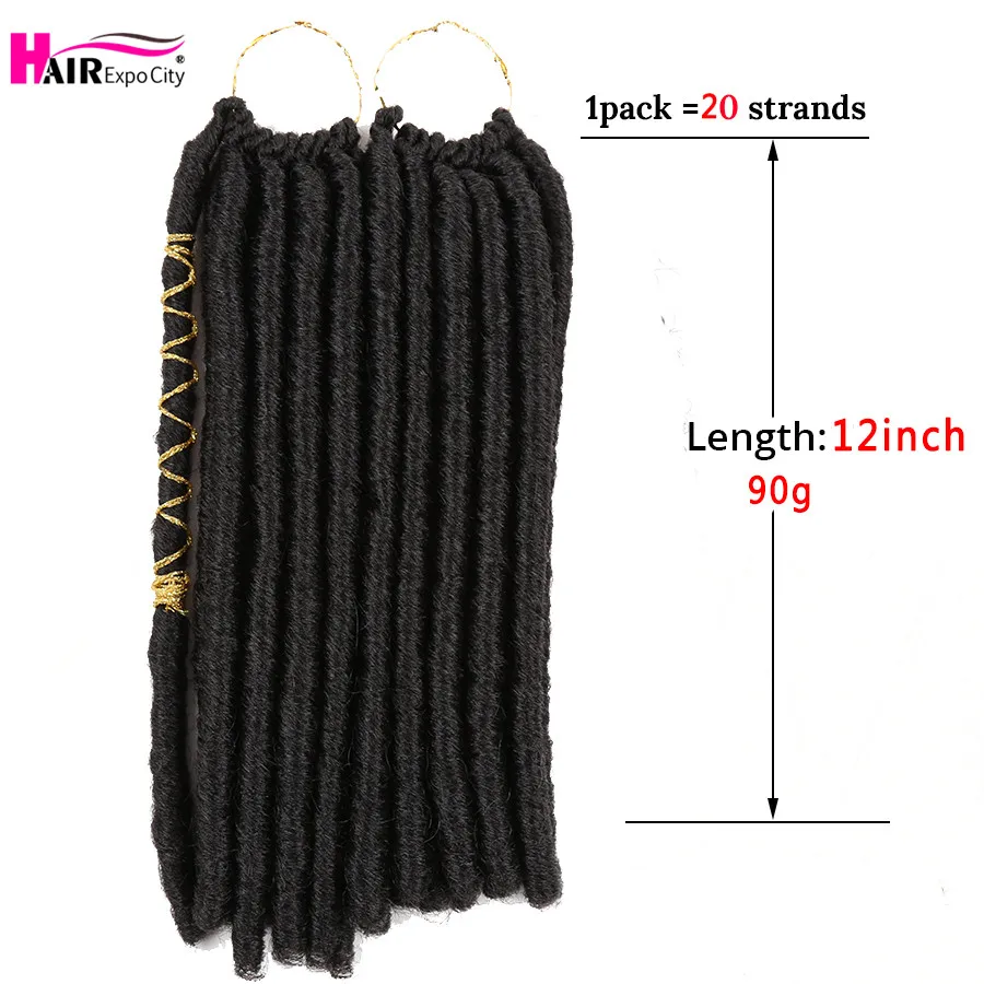 12" Soft Dreadlocks Crochet Braids Hair Goddess Faux Locs With Color Line Synthetic Braiding Hair Extensions Hair Expo City