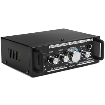 

12V/220V 600W 2 Mic Stereo Speaker Mini Car Home Bass Power Amplifier HiFi MP3 Booster AK-698C EU Plug