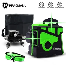 PRACMANU vert 12 lignes niveau 3D niveau Laser auto-nivelant Vertical croix Super puissant vert 360 niveau Laser Horizontal