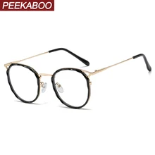 Женские очки Peekaboo tr90, круглая оправа, полуметаллические очки кошачий глаз, женские прозрачные линзы, подарок на день рождения, товары