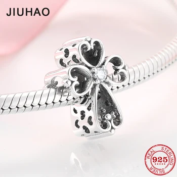 

New 925 Sterling Silver Power of faith Cross Charms Bead For Jewelry making Fit Original JIUHAO Bracelet Charms