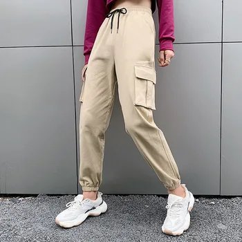 

Women's Pants New 2020 Autumn Winter Black Trousers Beamed Overalls Female Loose BF Pants High Waist Slimming Sports Casual Pant