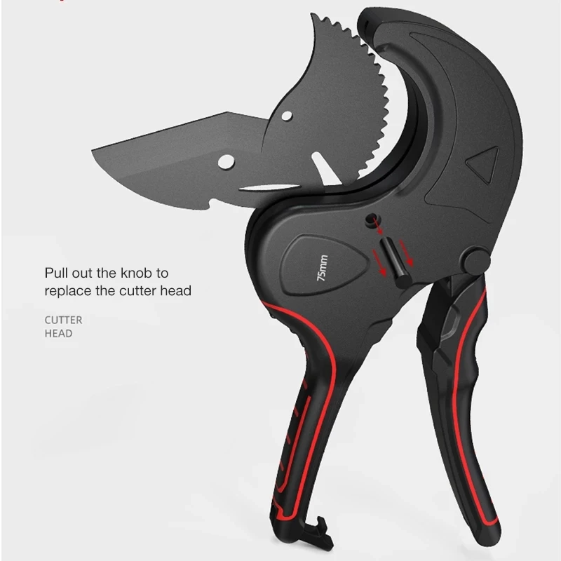 OUDISI PVC Pipe Cutter 36mm 42mm 64mm Aluminum Alloy Body Ratchet Scissors Tube Cutter PVC/PU/PP/PE Hose Cutting Hand Tools 3
