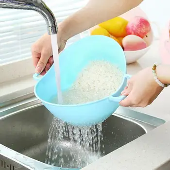 

Hot Sale Double Handle Rice Beans Peas Washing Filter Strainer Kitchen Rice Cleaner Machine Sieve Strainer Kitchen Tool Helper