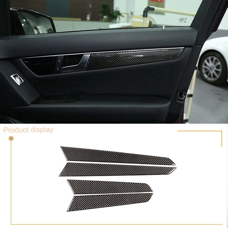 4 шт. мягкое углеродное волокно для Mercedes Benz C Class W204 2008- внутренняя отделка дверей панель Крышка отделка наклейки автомобильный аксессуар