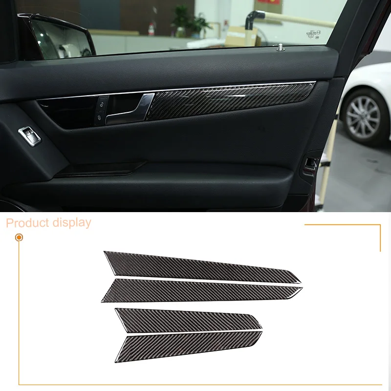 

4Pcs Soft Carbon Fiber For Mercedes Benz C Class W204 2008-2014 Interior Door Decoration Panel Cover Trim Stickers Car Accessory