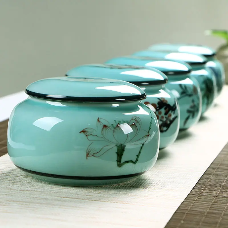 Цветочные узоры контейнеры для чая Celadon коробка для хранения чая кофейные банки многофункциональная емкость для конфет фарфоровые бобы контейнер