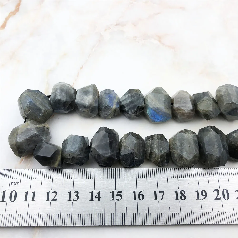 Fashion Natural Polished Faceted Labradorite Nugget Stone Irregular Shape Polyhedral Quartz Loose Drilled Gray Beads DIY Jewelry