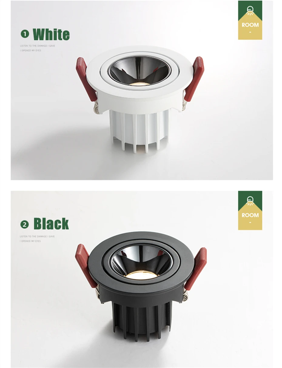 US $14.46 DBF2020 New AntiGlare LED Recessed Downlight Dimmable 7W 12W LED Ceiling Spot Light 3000K4000K6000K Angle Adjust Spot Lamp