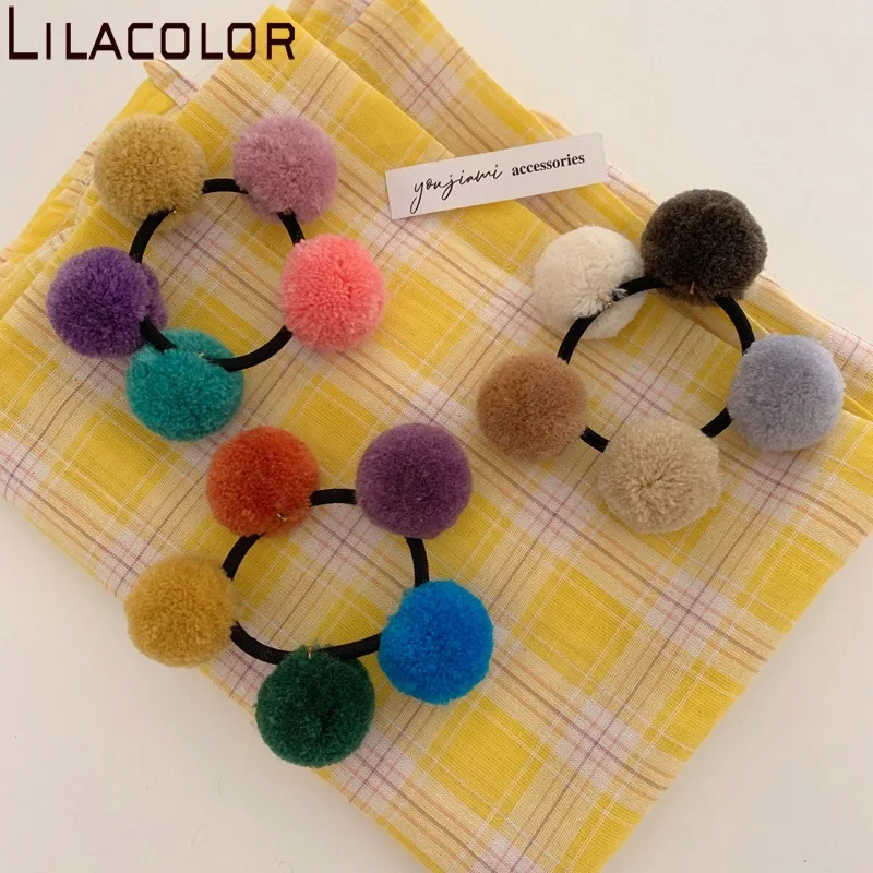 

Girl's Heart Candy Color Hair Ball Hair Rope Sweet and Versatile Head Rope Ball Hair Circle