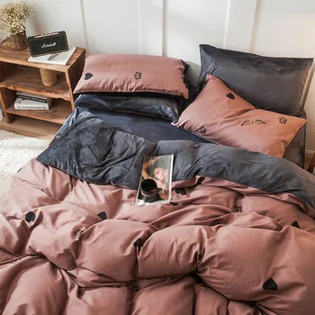 

Coral Fleece Four Cotton Bedding Cotton Winter Crystal Flannel Net Red-Quilt Cover Student Dormitory Three-Piece Set