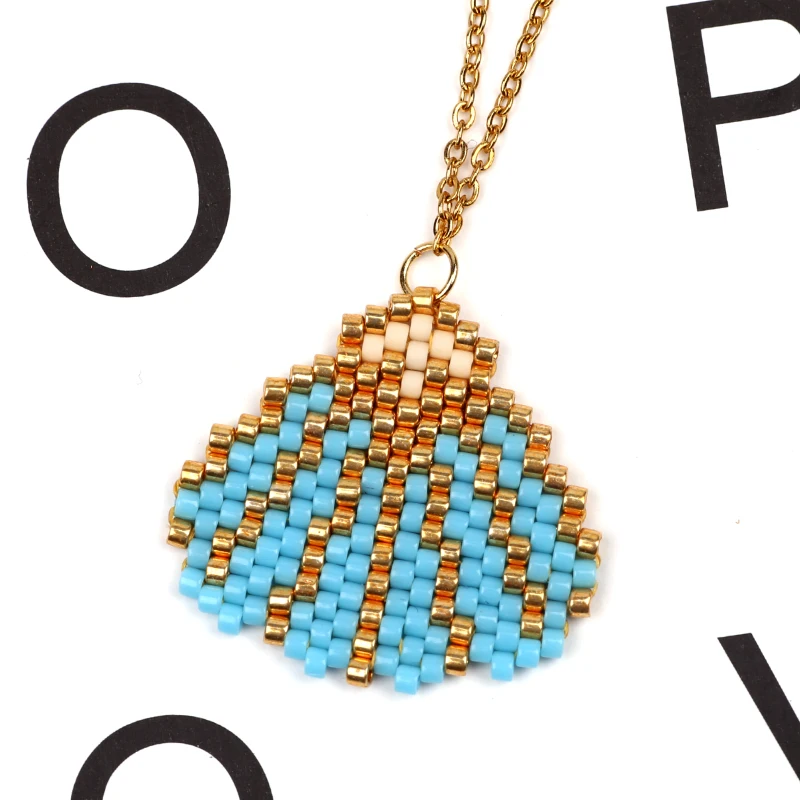 

FAIRYWOO blue shell Mermaid girl Necklace