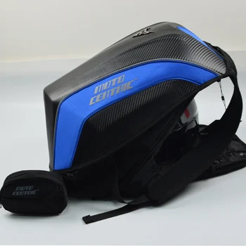 

MOTOCENTRIC Carbon Fiber Motorcycle Backpack Moto Helmet Bag Waterproof Shoulders Computer Bag Motorbike Racing Package Top XL