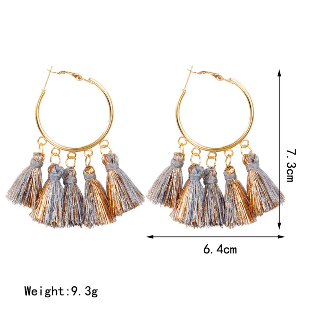 Мода Boho кольцо с кисточкой серьги для женщин богемные Эффектные серьги-кисти круг винтажный геометрический ювелирные изделия