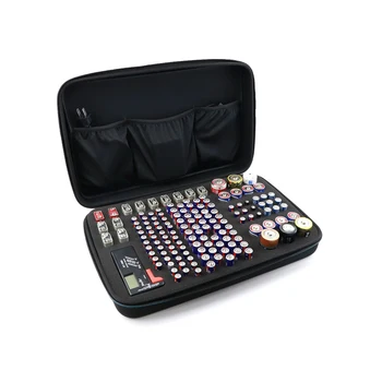 

Battery Storage Box Holds 146 Batteries AA AAA C D 9V with Mesh Pockets for Chargers Shockproof Hard Carrying Case Bag Holder