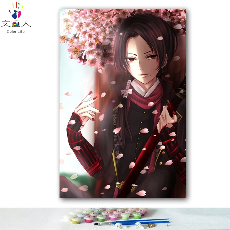 DIY картинки для раскраски по номерам с цветами Touken Ranbu онлайн игры Анимация картина Рисование Живопись по номерам в рамке