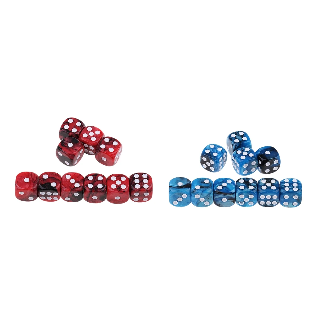 20Pcs Acrylic Six Sided Dotted Dice Dies TRPG for Dungeons and Dragons Props