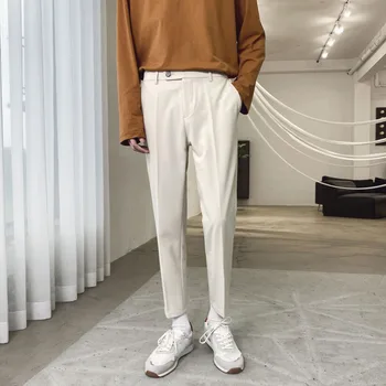 

2020 Spring And Summer New Youth Popular Solid Color Pleated Trousers Fashion Casual Wild Cropped Pants Black / Grey / Khaki