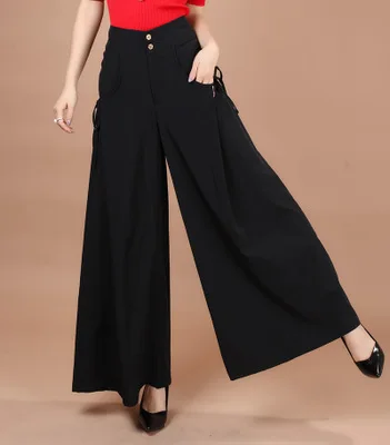 Женские широкие брюки, осенние и осенние женские брюки больших размеров с высокой талией, мешковатые панталоны, Женские винтажные штаны в стиле этно CP102 - Цвет: Черный